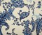 Navy-Blue-White Paisley Vine Printed Poly Slub Momie Crepe Woven Fabric By the Yard